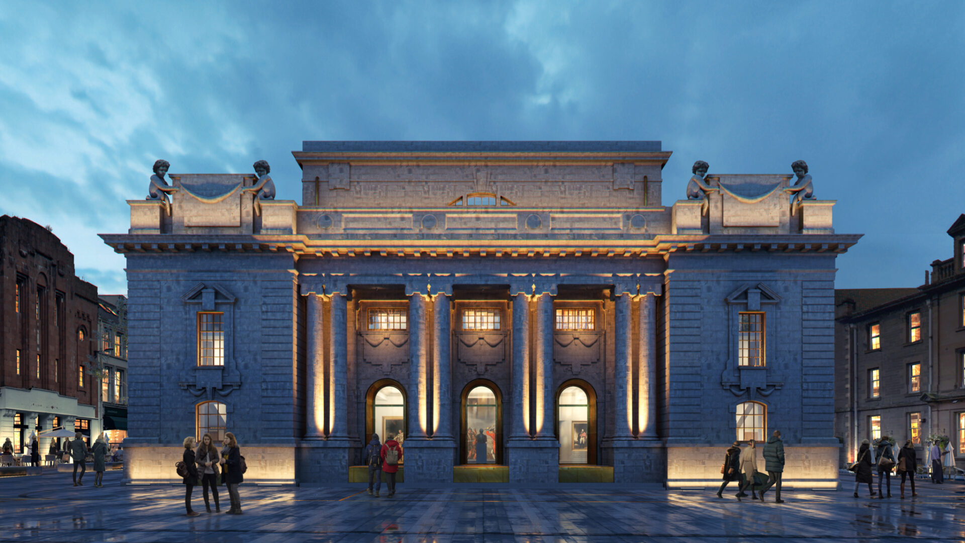 Render of Perth Museum West Facade Mecanoo