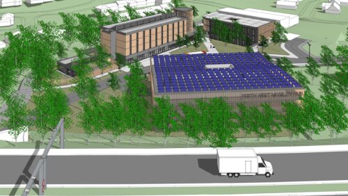 3 D illustration of buildings included in the Perth West Development